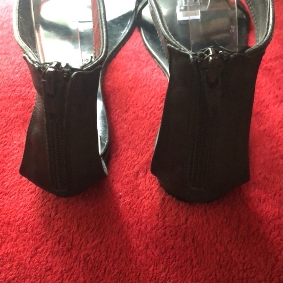 Black Embellished Flat Leather Sandals 37 - Picture 4 of 6